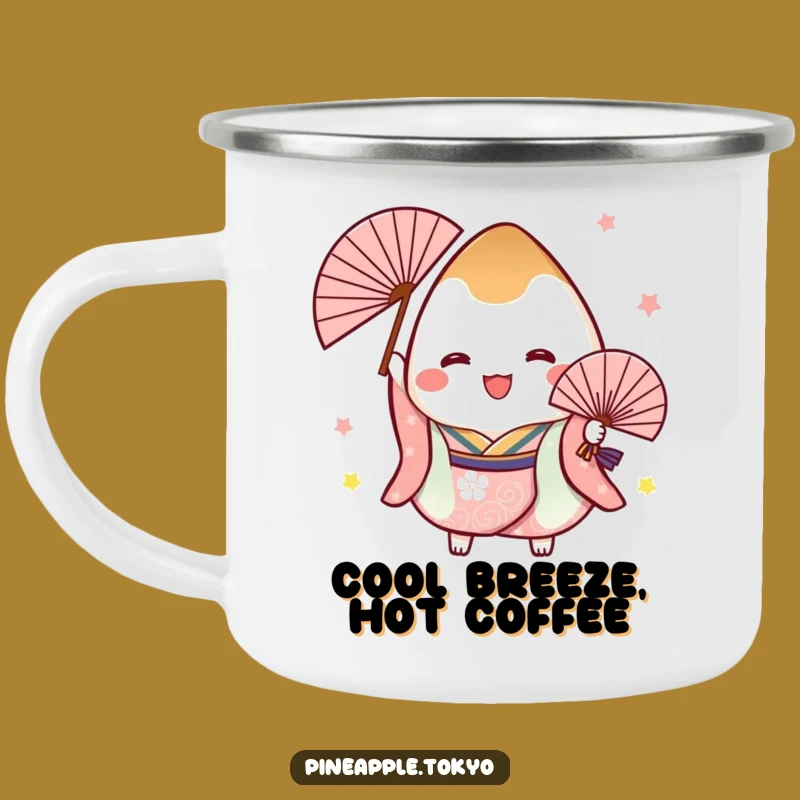 Funny Onigiri Kimono Camping Mug: Adventure Fuel with Festive Cheer