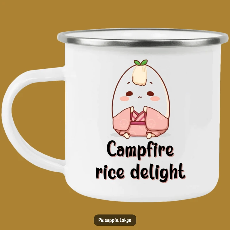Funny Chubby Onigiri Kimono Camping Mug: Durable Rice Ball Cup for Outdoor Fun