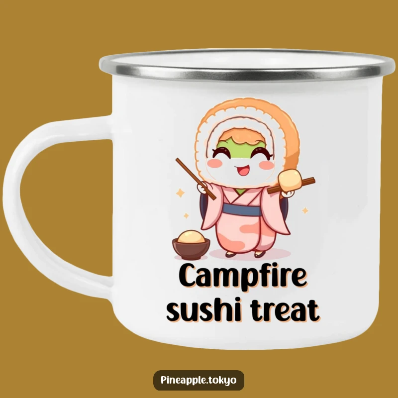 Funny Sushi Kimono Camping Mug: Adventure Fuel with Japanese Charm