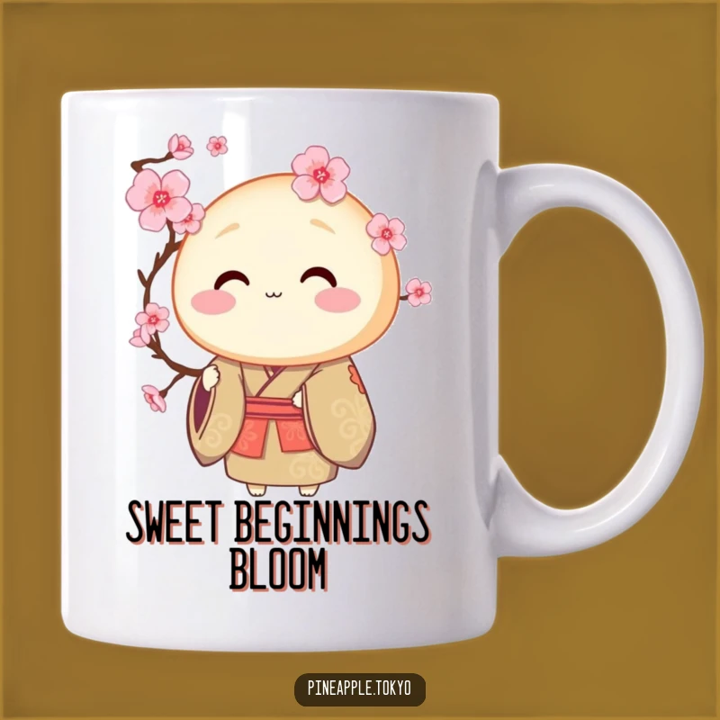 Funny Dorayaki Kimono Mug: Cherry Blossom Beauty for a Hilarious Sip!
