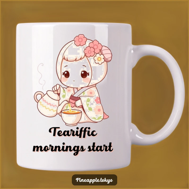Funny Mochi Kimono Mug: Delicate Tea Time for a Hilarious Break!