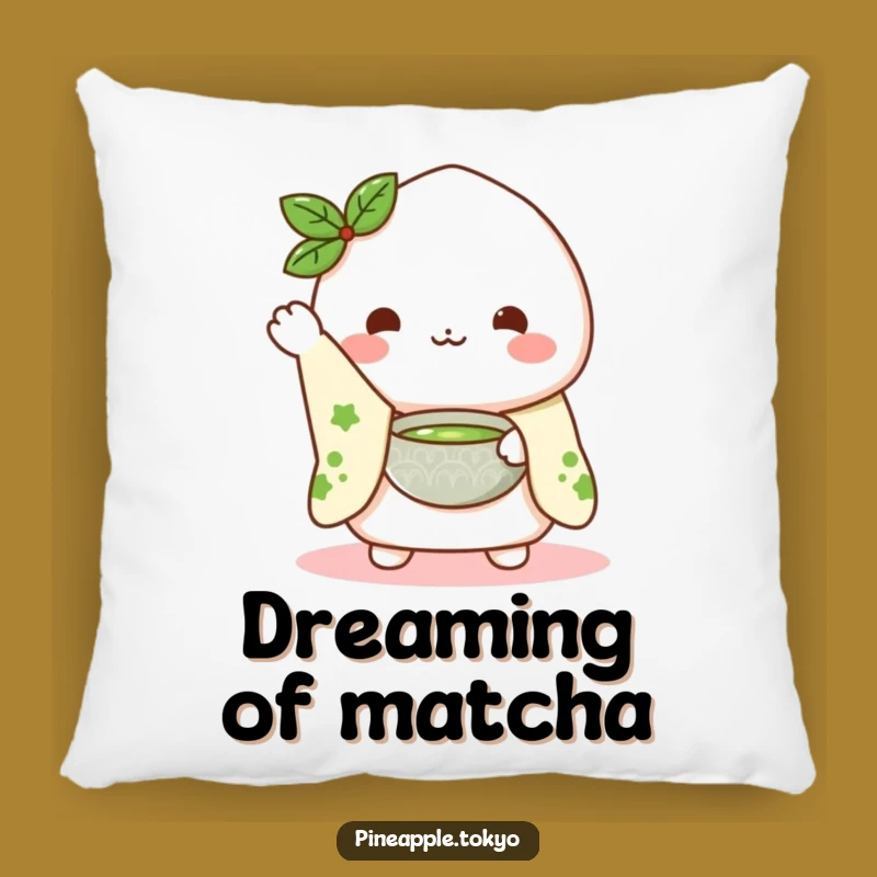 Funny Mochi Kimono Pillow: Waving Matcha Presenter, Cozy & Cute Comfort Gift