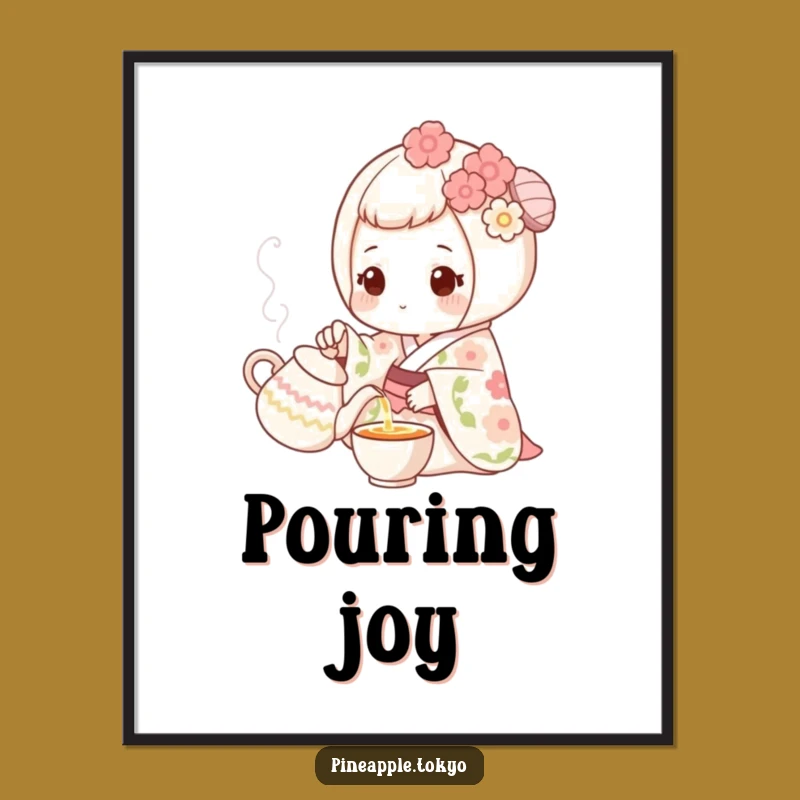 Funny Mochi Kimono Digital Art: Delicate Sips for Instant Serene Decor!