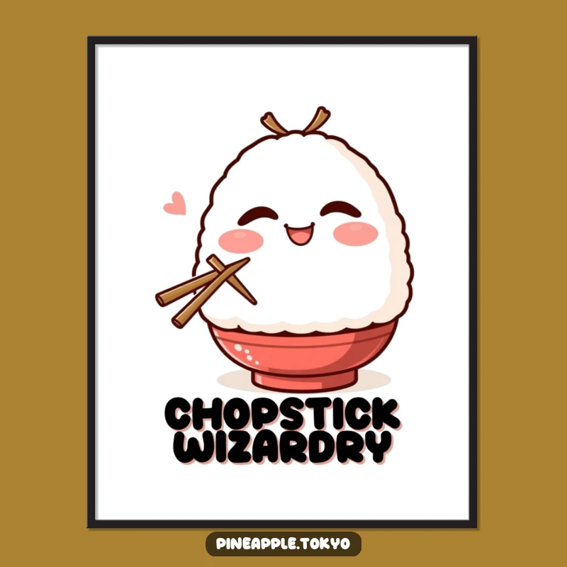 Funny Onigiri Wink Digital Art - Instant Kawaii & Hilarious Decor