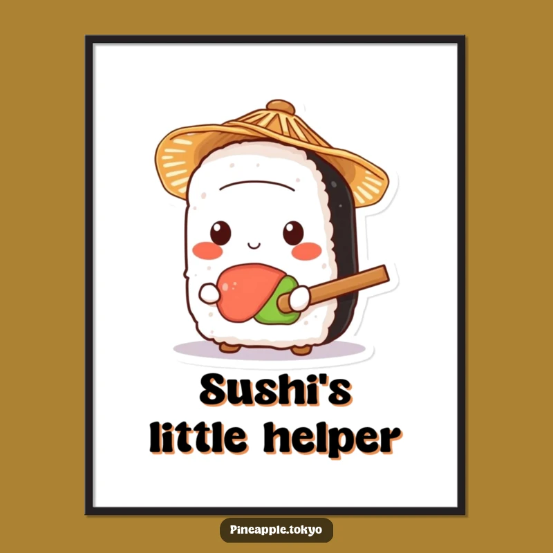 Funny Sushi Straw Hat Digital Art - Instant Kawaii & Hilarious Decor