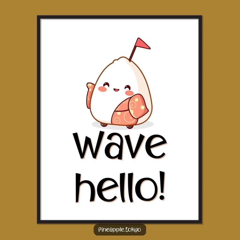 Funny Onigiri Kimono Digital Art: Joyful Waves for Instant Cheerful Decor!