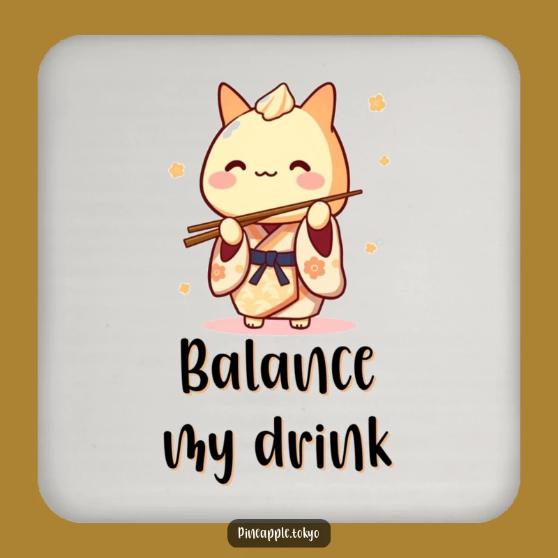 Funny Tamagoyaki Kimono Coaster: Cute Chef Balancing Chopsticks, Table Protection Gift