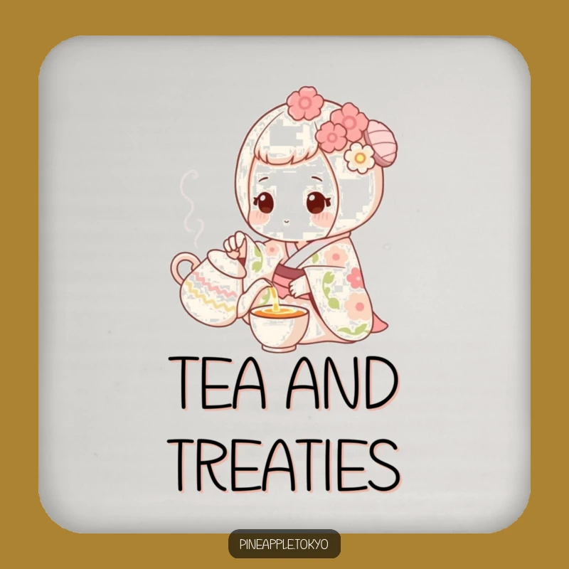 Funny Mochi Kimono Coaster: Protect Surfaces with Delicate Charm!