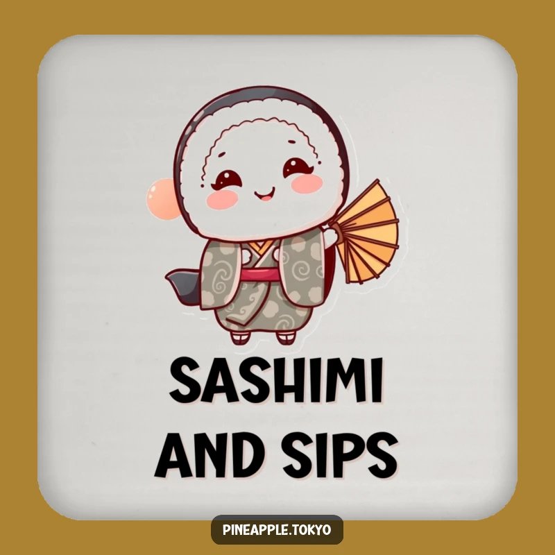 Funny Sushi Roll Kimono Coaster: Protect Surfaces with Elegant Humor!