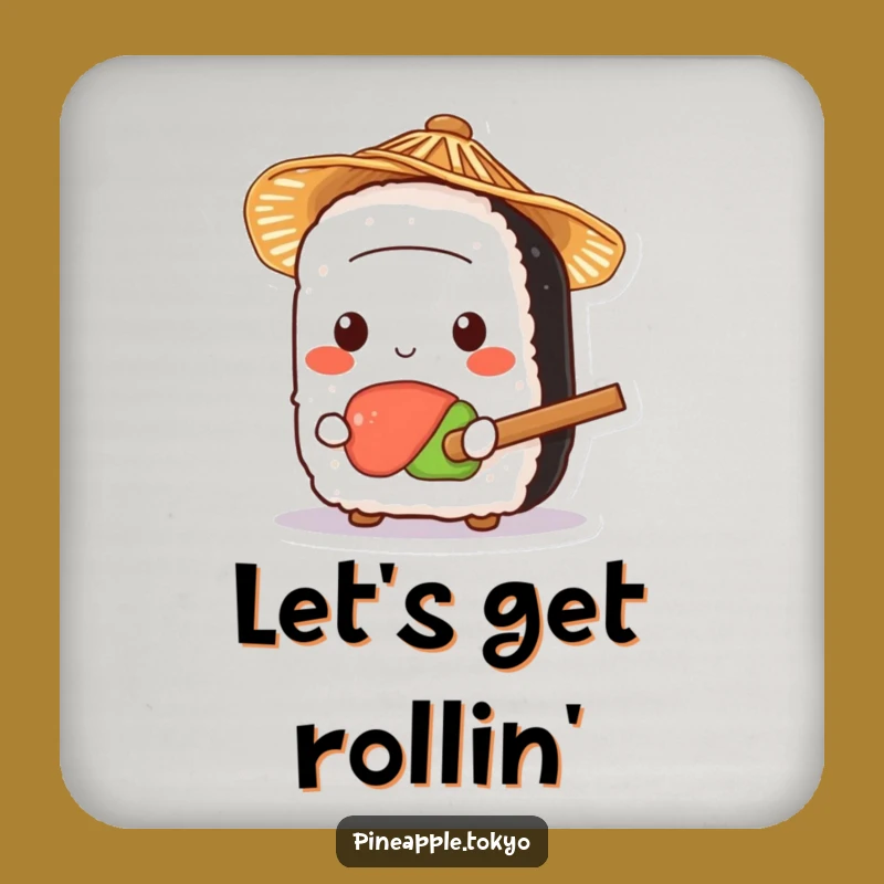 Funny Sushi Straw Hat Coaster Set - Protect Surfaces with Kawaii Humor