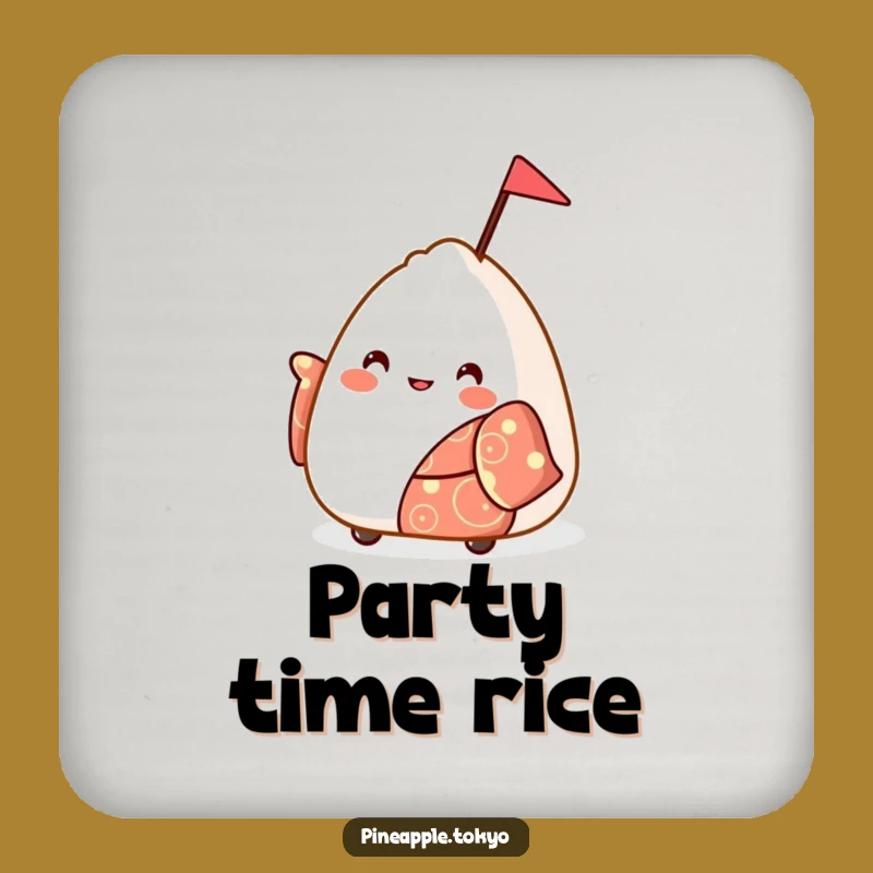 Funny Onigiri Kimono Coaster: Protect Surfaces with Bouncy Cheer!