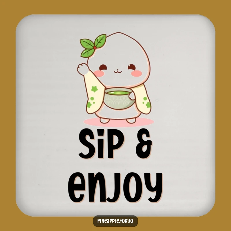 Funny Mochi Kimono Coaster: Waving Matcha Presenter, Table Protection Gift