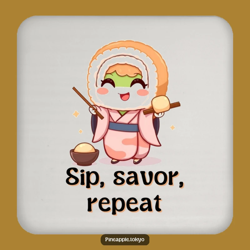 Funny Sushi Kimono Coaster: Protect Surfaces with Japanese Flair