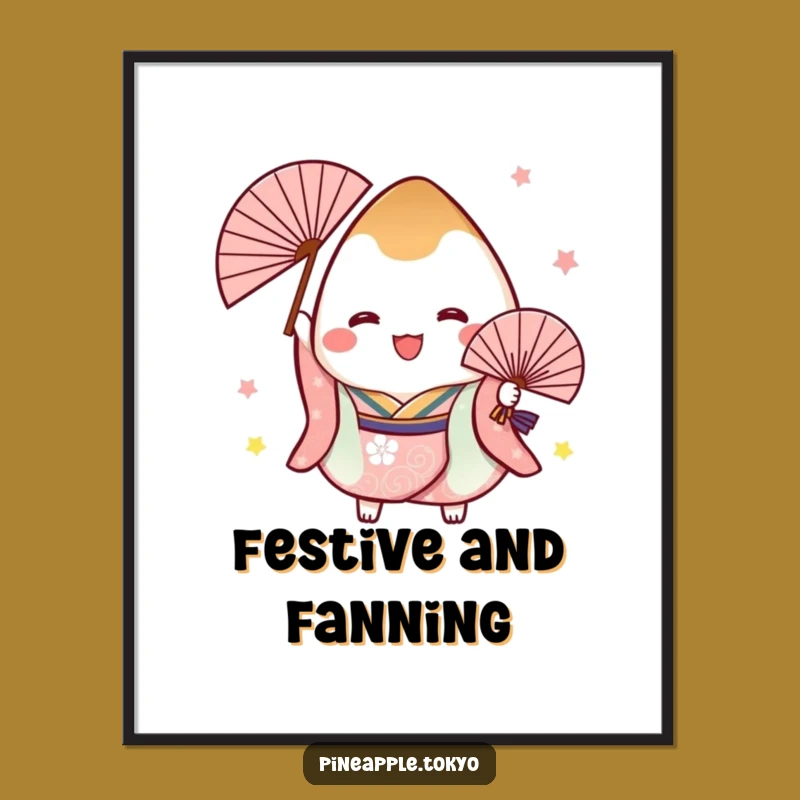 Funny Onigiri Kimono Poster: Cheerful Japanese Art for Your Walls