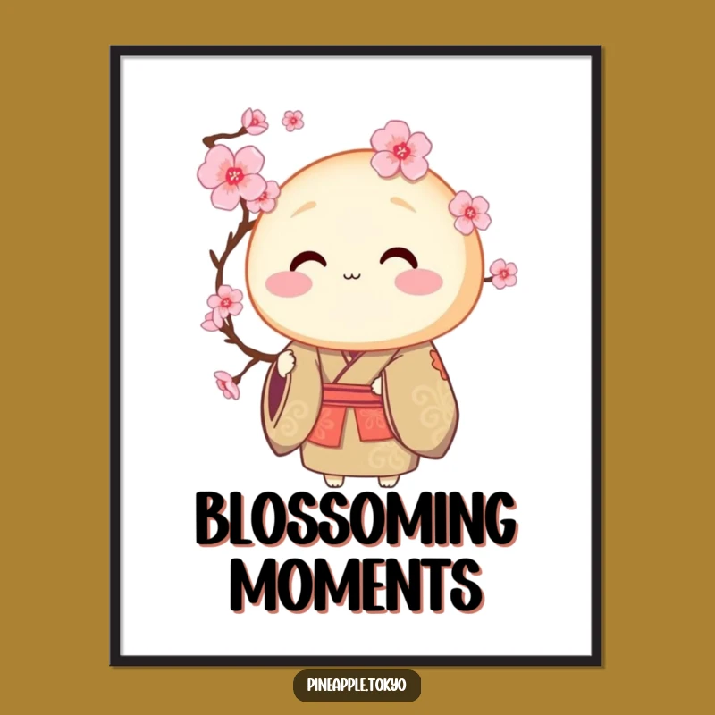 Funny Dorayaki Kimono Poster: Cherry Blossoms for a Hilarious Ambiance!