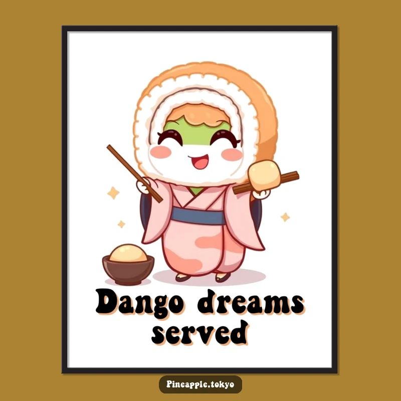 Funny Sushi Kimono Poster: Whimsical Japanese Art for Your Walls