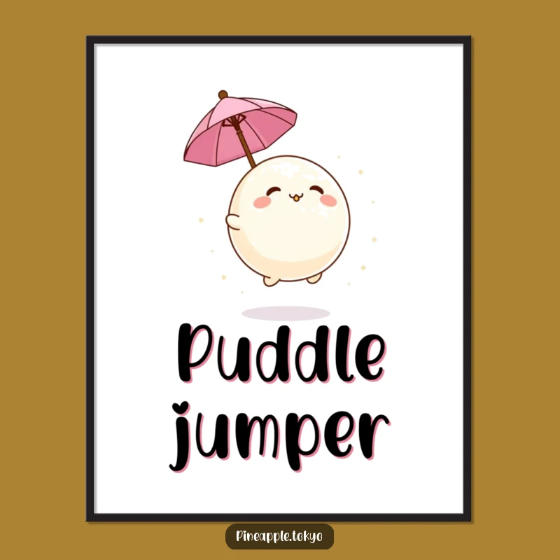Funny Mochi Umbrella Poster - Adorable Wall Art for Sweet Corners