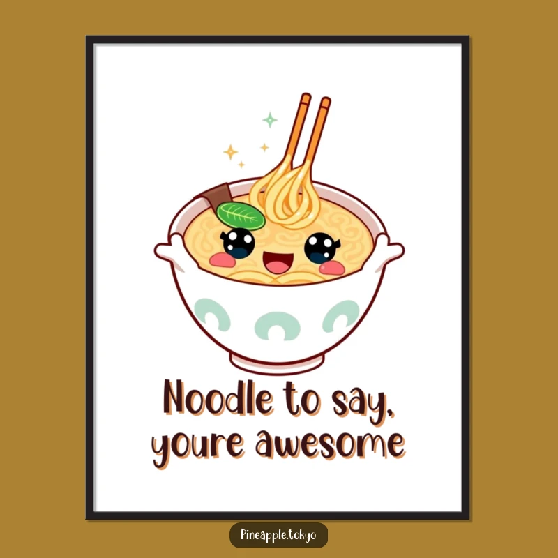 Free Printable Kawaii Ramen Wall Art: Enthusiastic Noodle Decor Downloadable Art