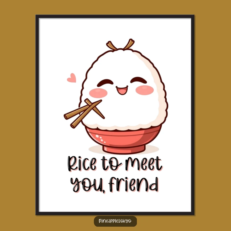 Free Printable Smiling Onigiri Wall Art: Winking Rice Ball Decor Downloadable Art