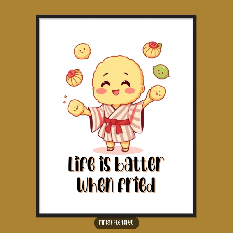 Free Printable Tempura Art: Funny Juggling Kimono Downloadable Wall Decor