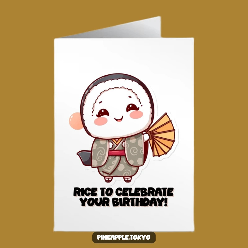 Free Printable Birthday Sushi Card: Funny Kimono Sushi Bowing Downloadable Greeting