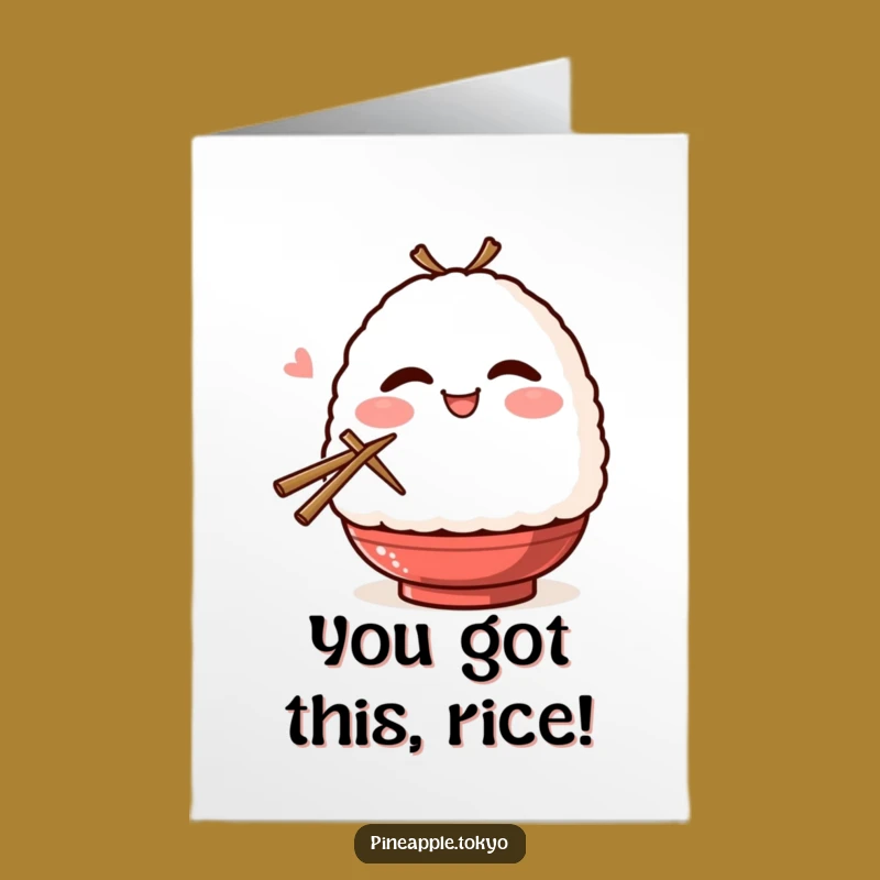 Free Printable Smiling Onigiri Congrats Card: Winking Rice Celebration Downloadable Gift