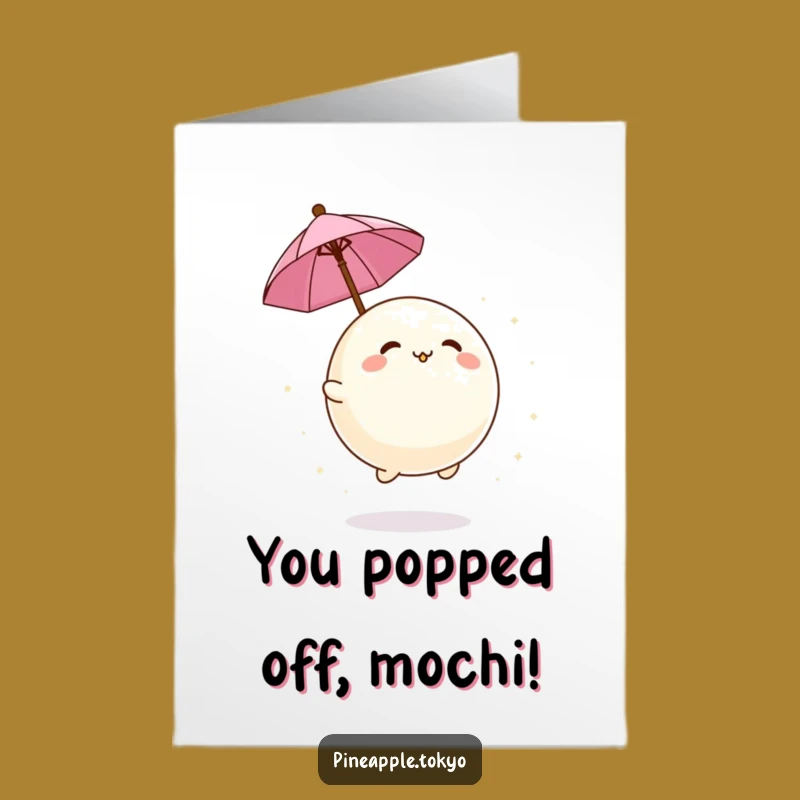 Free Printable Mochi Ball Congrats Card: Playful Umbrella Celebration Downloadable Gift