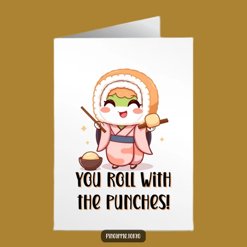 Free Printable Congrats Card: Funny Sushi Serving Dango Downloadable Celebration!
