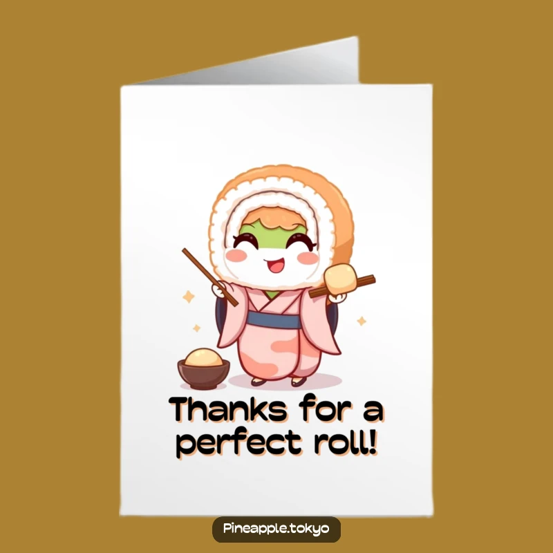 Free Printable Thank You Card: Sushi Chef Serving Dango Downloadable Gratitude!