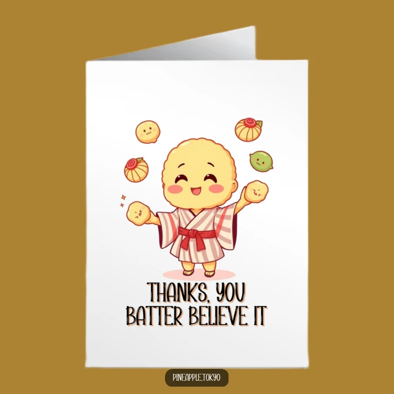 Free Printable Thank You Tempura Card: Funny Juggling Kimono Downloadable Greeting