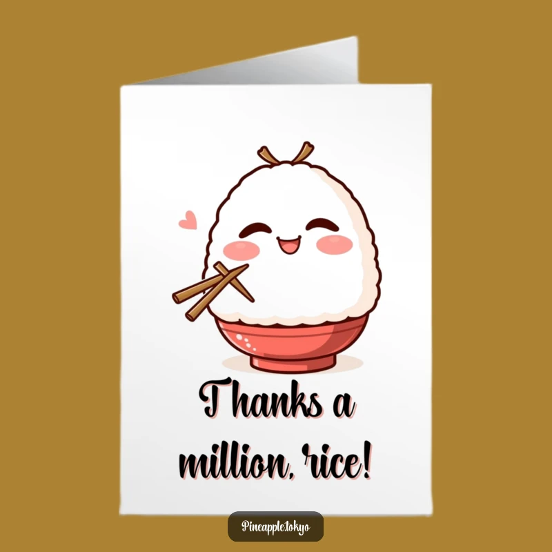 Free Printable Smiling Onigiri Thank You Card: Winking Rice Gratitude Downloadable Gift