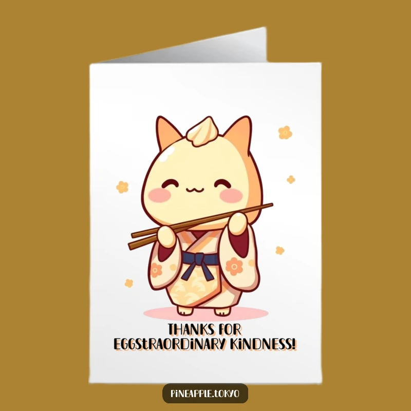 Free Printable Thank You Card: Grateful Tamagoyaki Kimono Chopstick Balance Humor