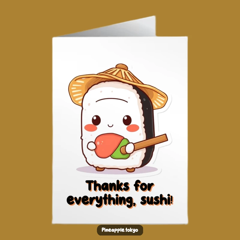 Free Printable Cute Sushi Thank You Card: Little Paddle Gratitude Downloadable Gift