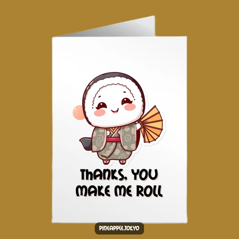 Free Printable Thank You Sushi Card: Funny Kimono Sushi Bowing Downloadable Greeting