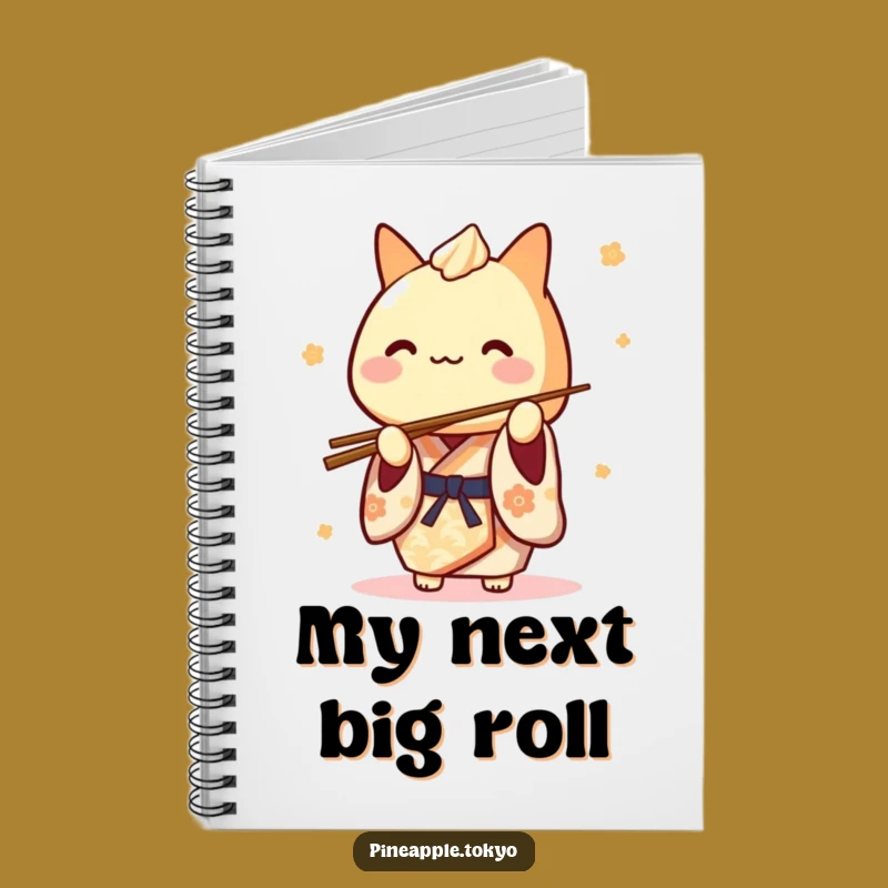 Funny Tamagoyaki Kimono Notebook: Cute Chef Balancing Chopsticks, Journaling Gift