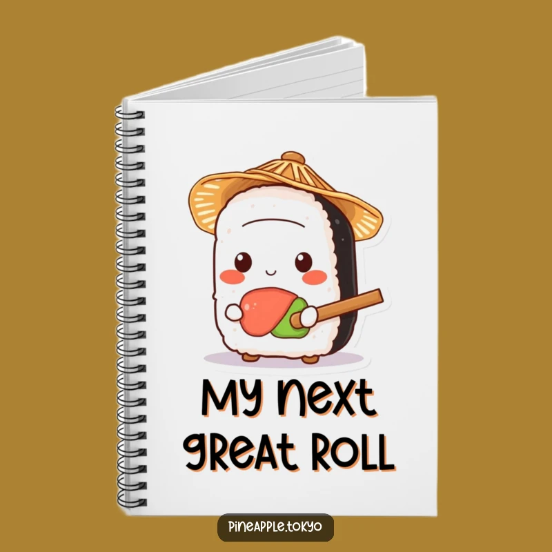 Funny Sushi Straw Hat Notebook - Jot Down Ideas with Kawaii Humor