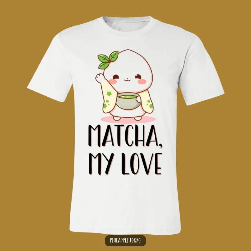 Funny Mochi Kimono Tee: Waving Matcha Presenter, Cute Japanese Snack Shirt Gift