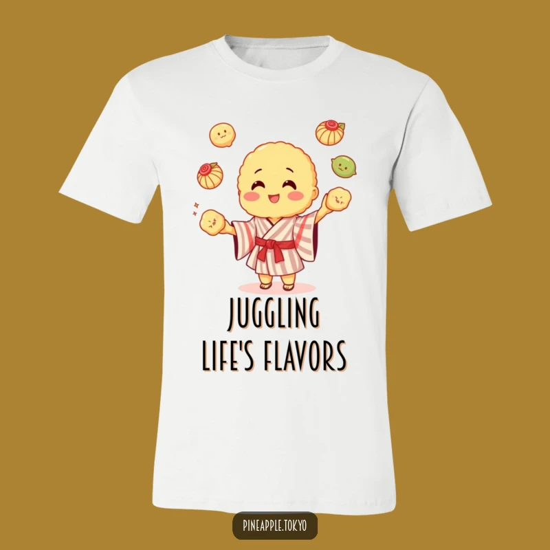 Funny Tempura Kimono T-Shirt: Juggling Dumplings in Hilarious Style!