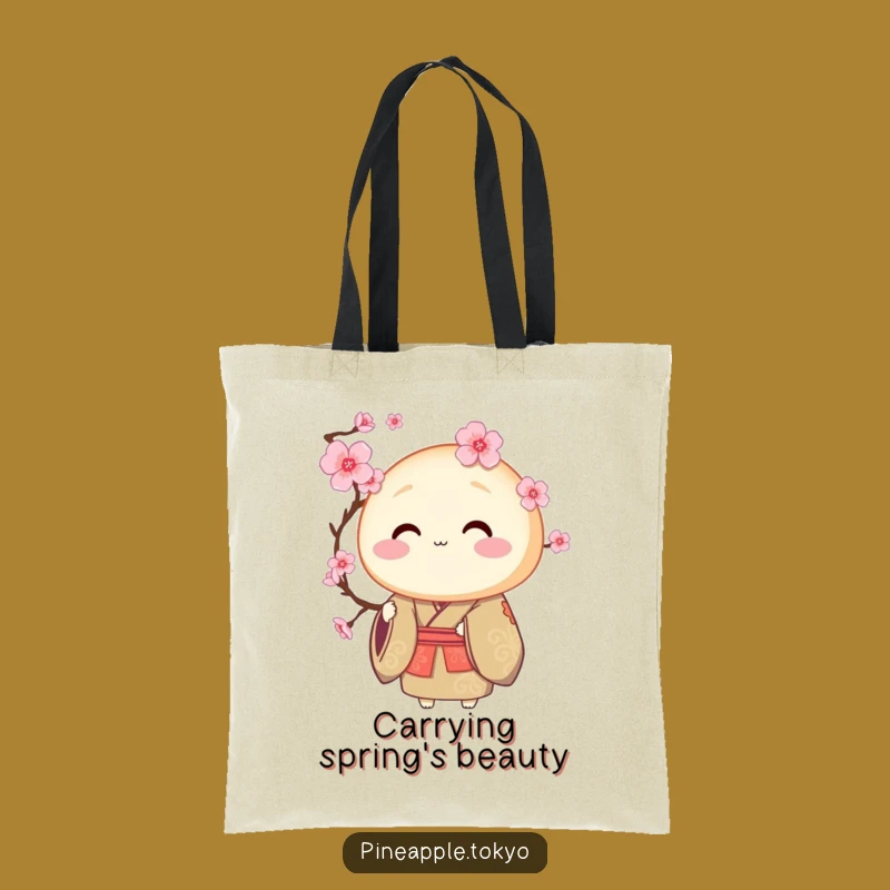 Funny Dorayaki Kimono Tote Bag: Carry Spring's Beauty, Share Your Humor!